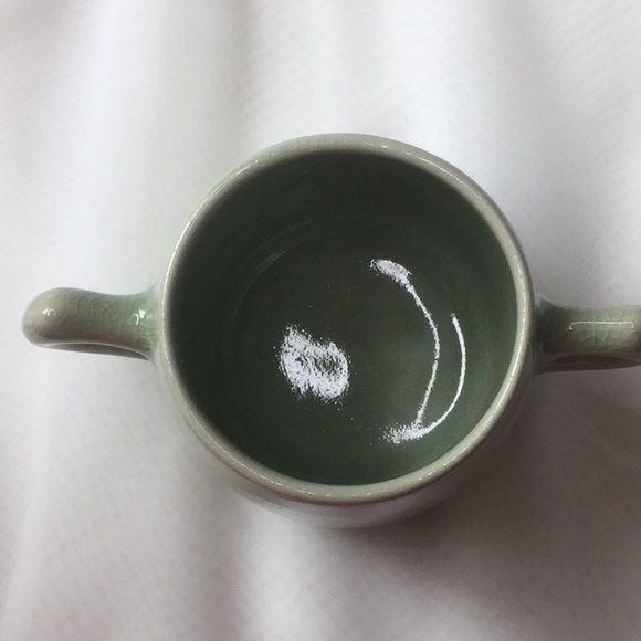 Vintage Thai Celadon stamped sugar bowl crackle glaze green imported - Picture 4 of 5